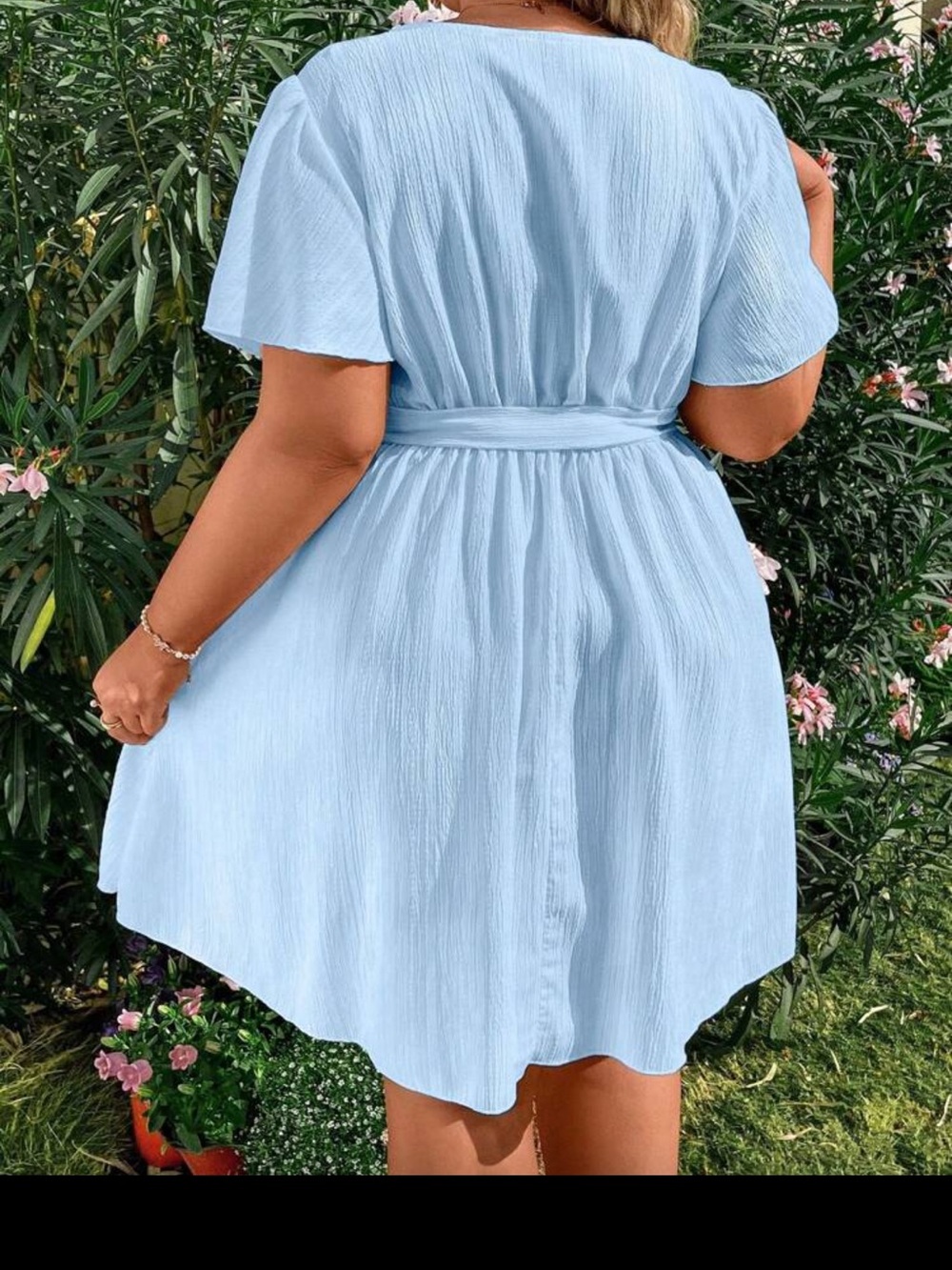 SHEIN Baby Blue Wrap Tie Short Dress - Picture 2 of 2
